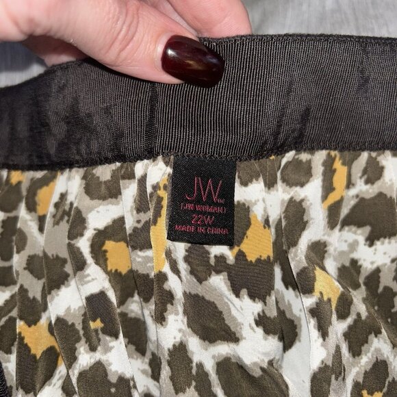 JW Woman Brown Leopard Animal Print Flare Exposed Zipper Skirt Plus Size 22W - Picture 6 of 8